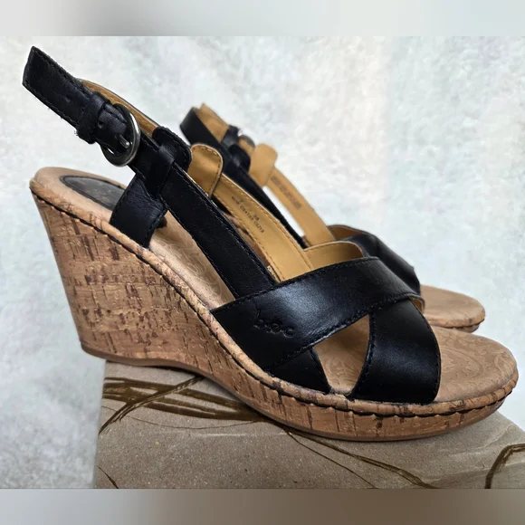 b.o.c. Women's Black Wedge Sandals - Picture 2 of 8